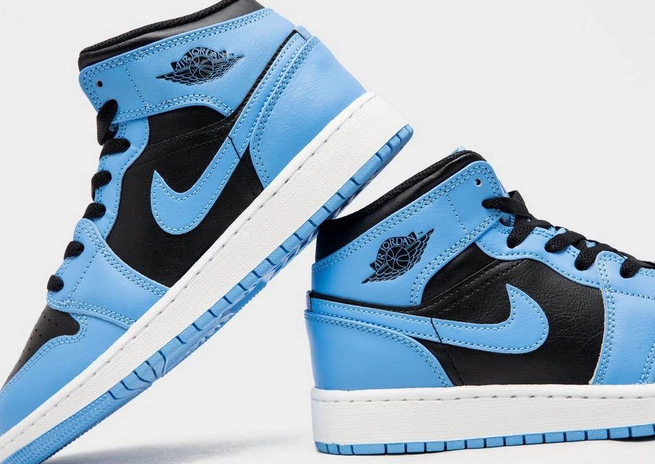 Air jordan 1 mid blue online and white