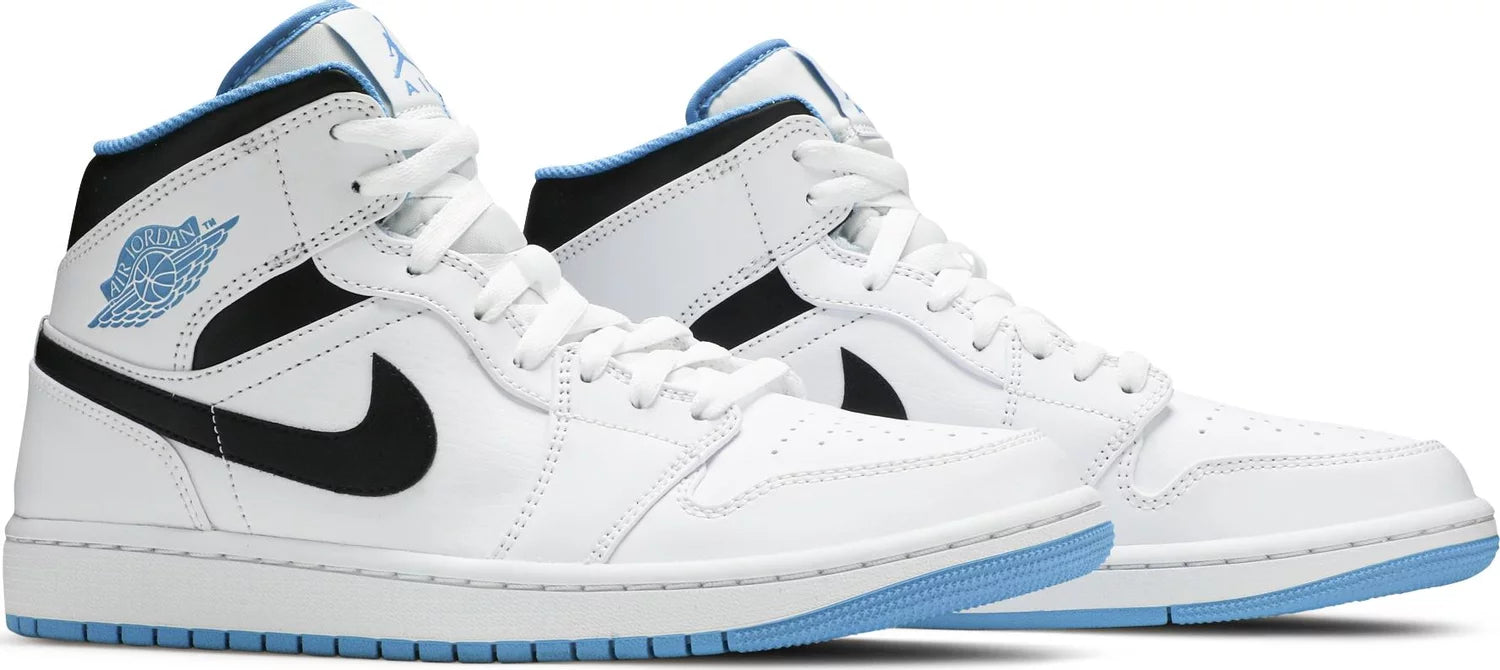Air jordan 1 mid blue sales and white